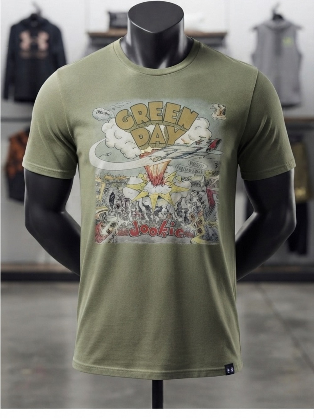 Green Day Dookie Graphic Short Sleeve Tee - Olive Green Size S